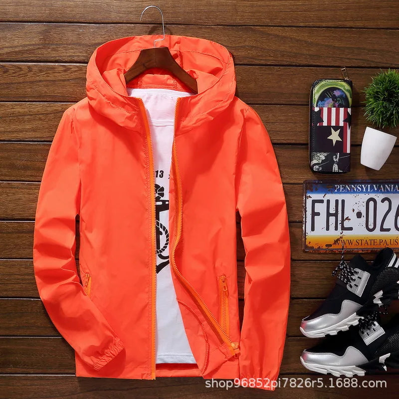 New Men's Fashionable Sunscreen Breathable Quick Drying Zipper Windbreaker Sportswear for Daily Outdoor Leisure