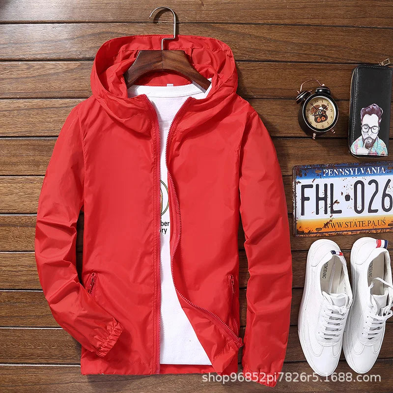 New Men's Fashionable Sunscreen Breathable Quick Drying Zipper Windbreaker Sportswear for Daily Outdoor Leisure