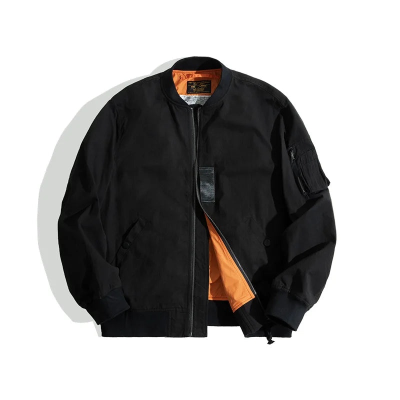 Maden Men's MA-1 Flight Bomber Jackets and T-shirts Vintage Air Pilot Jacket Green Baseball Suit Coat 2 Piece Tops