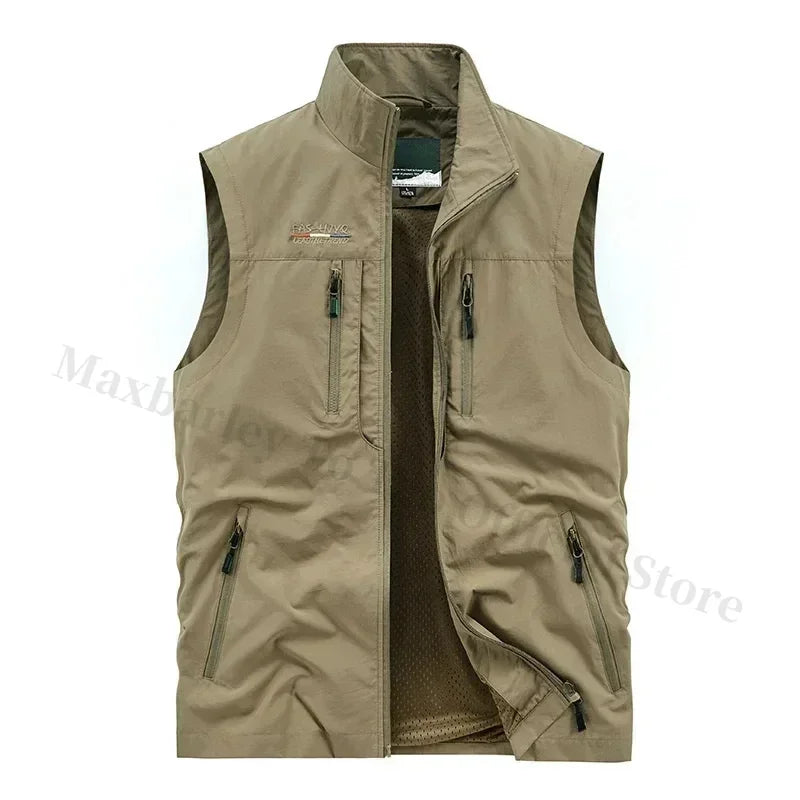 Sleeveless Jacket Vest Men's 2024 Summer Cargo Climbing Hunting Vest Outdoor Photographer Fishing Vests Camping Working Clothes
