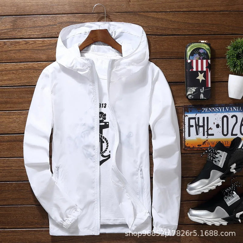 New Men's Fashionable Sunscreen Breathable Quick Drying Zipper Windbreaker Sportswear for Daily Outdoor Leisure