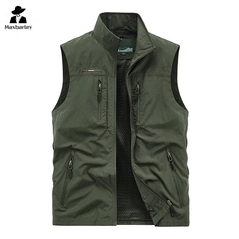 Sleeveless Jacket Vest Men's 2024 Summer Cargo Climbing Hunting Vest Outdoor Photographer Fishing Vests Camping Working Clothes