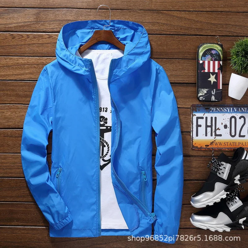 New Men's Fashionable Sunscreen Breathable Quick Drying Zipper Windbreaker Sportswear for Daily Outdoor Leisure