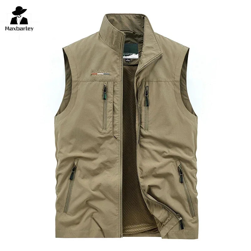 Sleeveless Jacket Vest Men's 2024 Summer Cargo Climbing Hunting Vest Outdoor Photographer Fishing Vests Camping Working Clothes