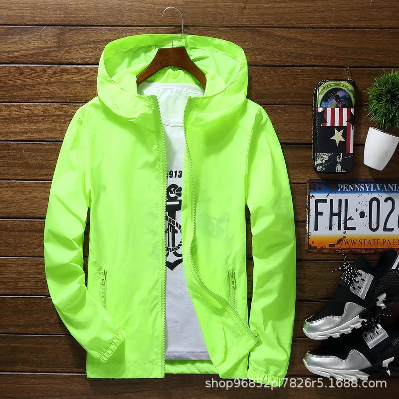 New Men's Fashionable Sunscreen Breathable Quick Drying Zipper Windbreaker Sportswear for Daily Outdoor Leisure